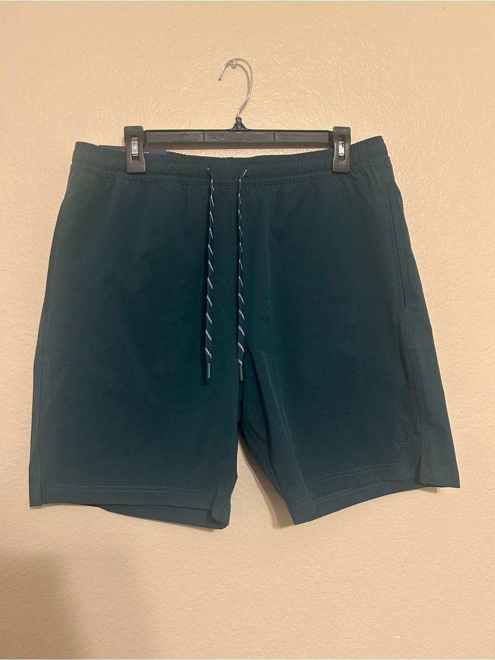 Lands' End Men's Swim Shorts, Green Large, UPF 50+, built in brief QuickDry NEW